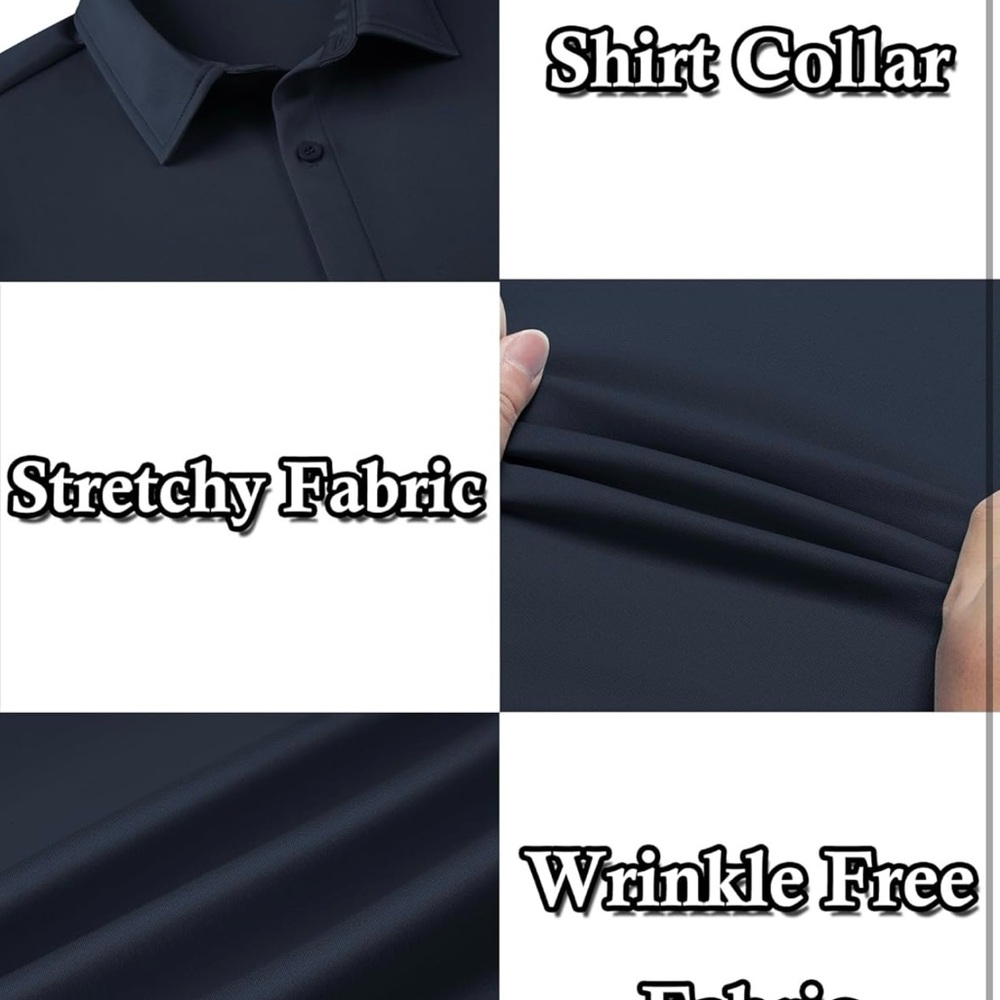 Men's Long Sleeve Wrinkle Free Shirts Button Down Casual Stretch Dress Shirt - Picture 4 of 6